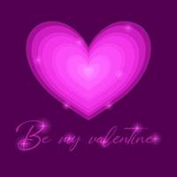 Valentines Day Greeting card. Pink hearts with Be my valentine text. vector