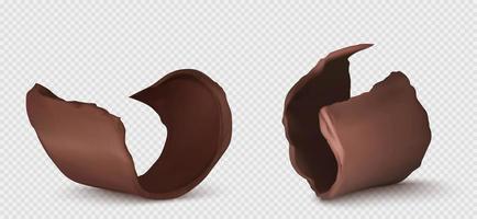 Chocolate curls, shavings or pieces of sweet food vector