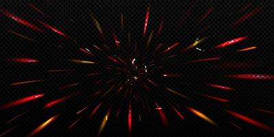 Zoom effect with red neon sparks speed motion vector