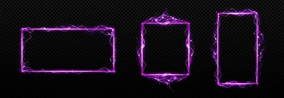 Set of purple rectangular lightning frames vector