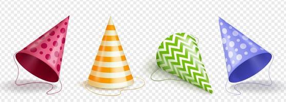 Realistic set of party hats png on transparent vector