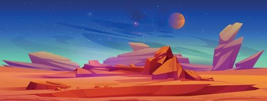 paisaje desértico de la superficie de Marte por la noche vector