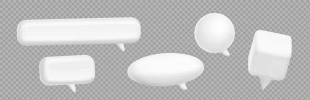 Empty white 3d speech bubbles different shapes vector