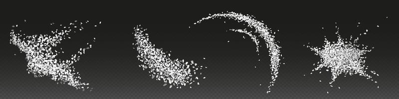 Realistic set of sugar, salt crystals or rice png vector