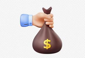 Hand and money bag with dollar sign vector