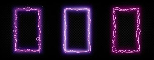 Rectangle frames with purple lightnings vector