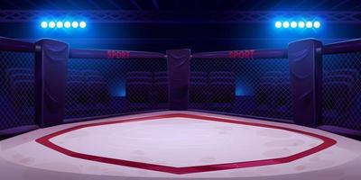 Empty illuminated boxing ring with ropes vector