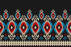 arte de patrón de ikat étnico fronterizo. tela americana, estilo mexicano. nativo de rayas geométricas. vector
