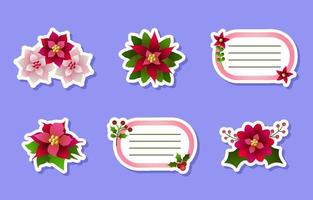 Set of Poinsettias Sticker Journal vector