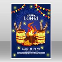 plantilla de póster del festival lohri vector