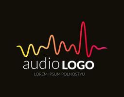 concepto de logo de música onda de sonido, estudio, música, dj, sistema de audio, tienda, fiesta. marca, branding, empresa, corporativo, identidad, logotipo. diseño elegante limpio y moderno vector