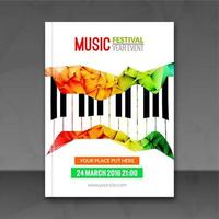 fondo del cartel del festival de música. plantilla de volante. diseño promocional del café del aviador de la música del piano del jazz vector