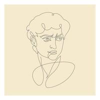 Drawing of David made in one continuous line. Vector illustration.