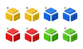 Square plastic element for constructor in isometric style for casual games.Vector illustration. vector