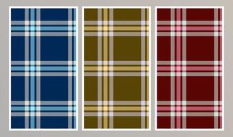 Checkered patterns set. Tartan color. Vector illustration