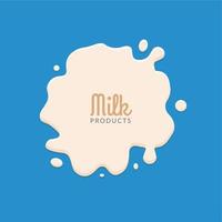 salpicaduras de leche aisladas sobre fondo azul. diseño de plantilla de logotipo de salpicadura de leche para empresas vector