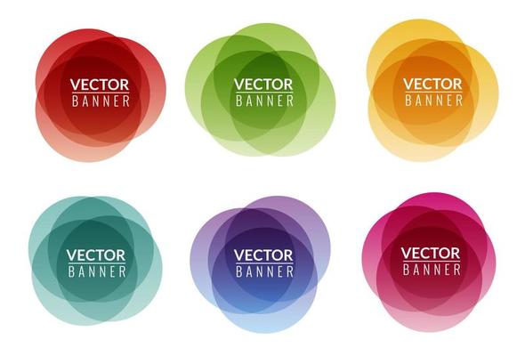 Set of colorful round abstract banners. Graphic banners design