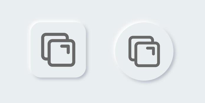icono de línea de copia en estilo de diseño neomórfico. ilustración vectorial de signos duplicados. vector
