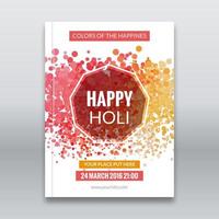 Holi festival poster. Template for flyer, brochure or invitation. Vector illustration. Design for Indian Festival of Colours, Happy Holi celebration.