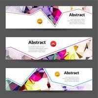 Set of vector horizontal polygonal triangles banners beautiful colors