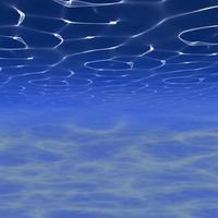 Vector underwater background illustration with water waves. Blue underworld realistic backdrop. Ocean or sea floor