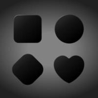 The idea of buttons in geometric shapes and in the form of a heart for website design. Vector illustration.