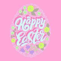 Postcard for Easter on a pink background for printing and holiday design. Vector illustration.