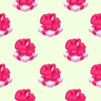 Pattern with gift boxes with red ribbon in cartoon style for print and decoration.Vector illustration. vector