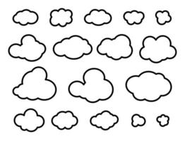 Cloud icons on white background in line art style for print and design. Vector illustration.