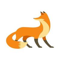 Red fox in flat style for print and design. Vector illustration.