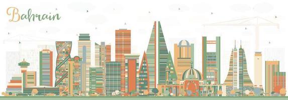 Bahrain City Skyline with Color Buildings. vector