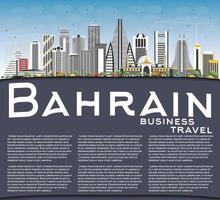 Bahrain City Skyline with Gray Buildings, Blue Sky and Copy Space. vector