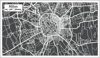 Milan Italy City Map in Retro Style. Outline Map. vector