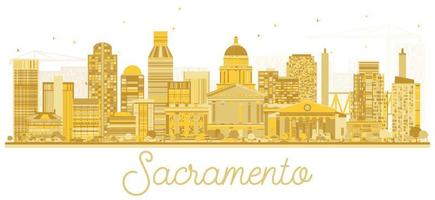 Sacramento California USA City Skyline Golden Silhouette. vector