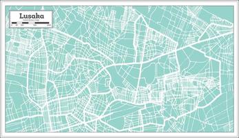 Lusaka Zambia City Map in Retro Style. Outline Map. vector