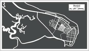 Banjul Gambia City Map in Retro Style. Outline Map. vector