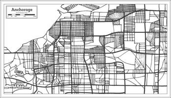 Mapa de la ciudad de Anchorage, Alaska, Estados Unidos, en estilo retro. esquema del mapa. vector