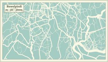 mapa de la ciudad de rawalpindi pakistán en estilo retro. esquema del mapa. vector