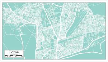 Lome Togo City Map in Retro Style. Outline Map. vector