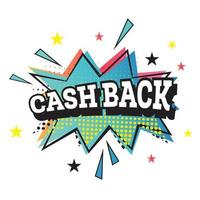 Cash Back Pop Art Emblem. vector