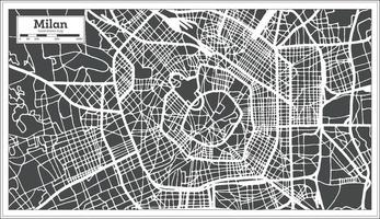 mapa de la ciudad de milán italia en estilo retro. esquema del mapa. vector