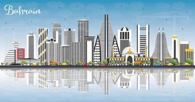Bahrain City Skyline with Gray Buildings, Blue Sky and Reflections. vector