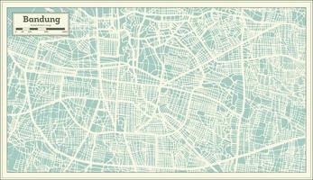 mapa de la ciudad de bandung indonesia en estilo retro. esquema del mapa. vector