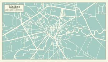 mapa de la ciudad de sialkot pakistán en estilo retro. esquema del mapa. vector