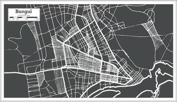 mapa de la ciudad de la república centroafricana de bangui en estilo retro. esquema del mapa. vector