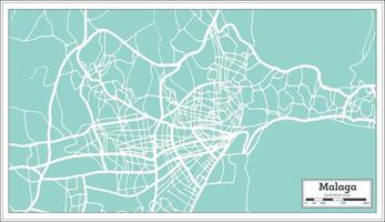 Malaga Spain City Map in Retro Style. Outline Map. vector