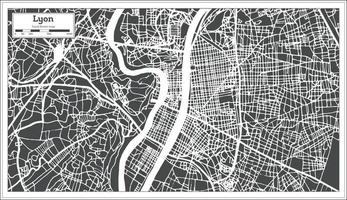 Lyon France City Map in Retro Style. Outline Map. vector