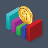 Financial graph - Isometric 3d illustration. vector