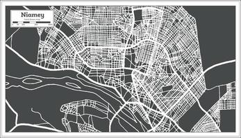 mapa de la ciudad de niamey niger en estilo retro. esquema del mapa. vector