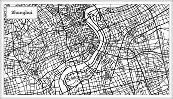 Shanghai China City Map in Black and White Color. vector